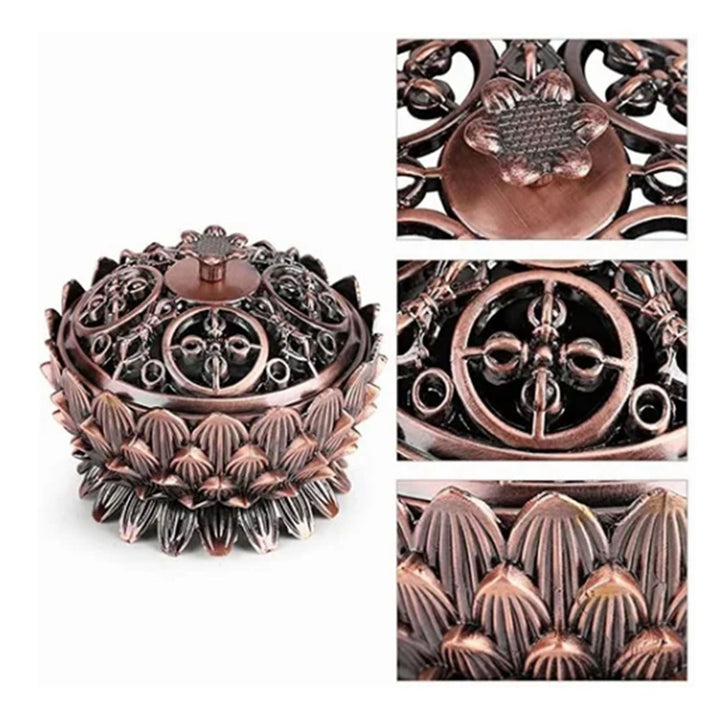 Translation missing: en.Lotus Incense Burner Zinc Alloy Cone Incense Holder Burner Small Incense Holder Ornaments for Home Decoration Brown