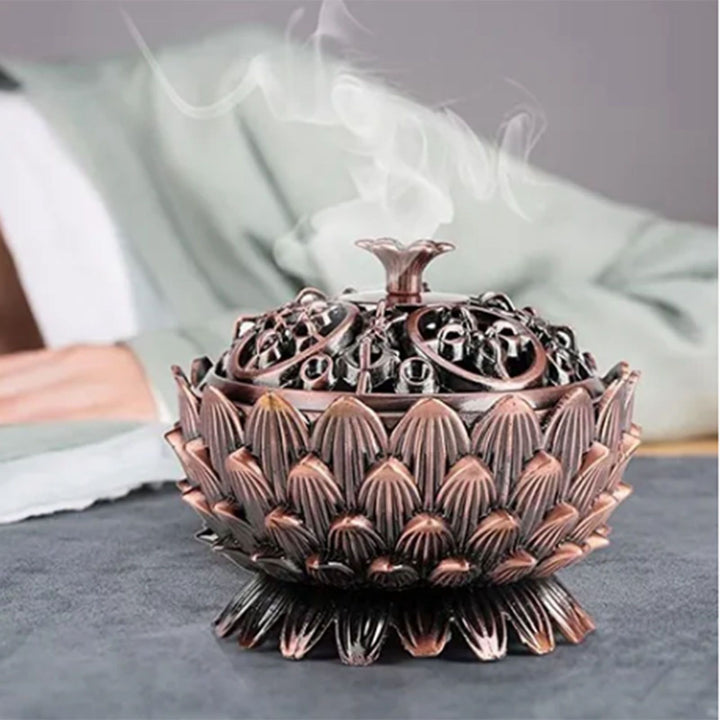 Translation missing: en.Lotus Incense Burner Zinc Alloy Cone Incense Holder Burner Small Incense Holder Ornaments for Home Decoration Brown
