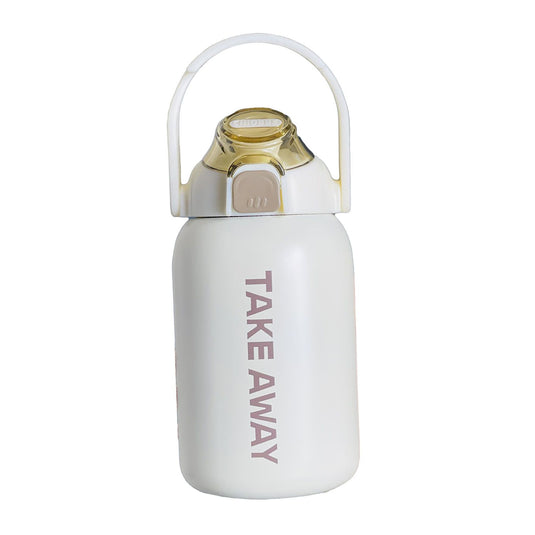 Translation missing: en.850ml Insulated Water Bottle Large Capacity with Bounce Cap Straw Winter Insulated Cup for Outdoor Beige