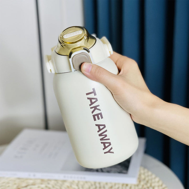 Translation missing: en.850ml Insulated Water Bottle Large Capacity with Bounce Cap Straw Winter Insulated Cup for Outdoor Beige
