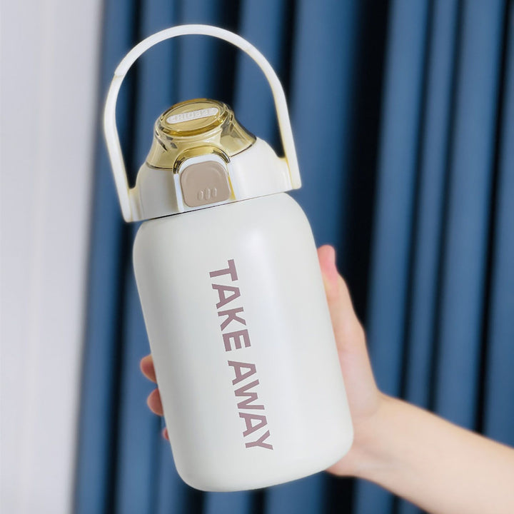 Translation missing: en.850ml Insulated Water Bottle Large Capacity with Bounce Cap Straw Winter Insulated Cup for Outdoor Beige
