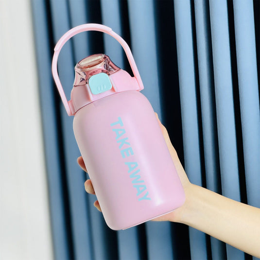 Translation missing: en.850ml Insulated Water Bottle Large Capacity with Bounce Cap Straw Winter Insulated Cup for Outdoor Pink