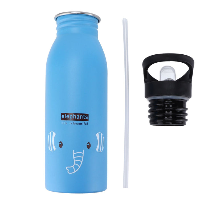 Translation missing: en.Stainless Steel Sport Water Bottle 500ml Cute Vacuum Insulated Water Bottle with Sucking Mouth for Outdoor SportsBlue Elephant