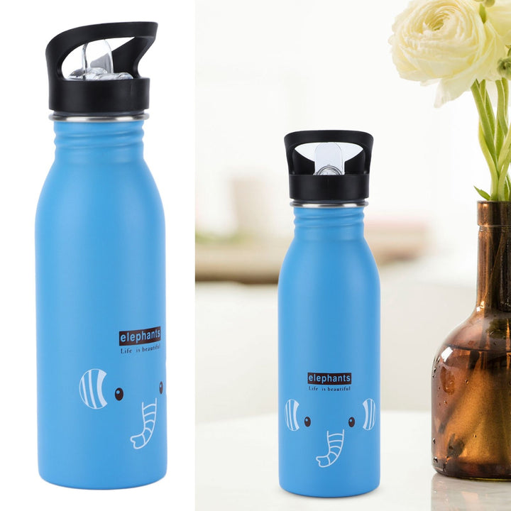 Translation missing: en.Stainless Steel Sport Water Bottle 500ml Cute Vacuum Insulated Water Bottle with Sucking Mouth for Outdoor SportsBlue Elephant