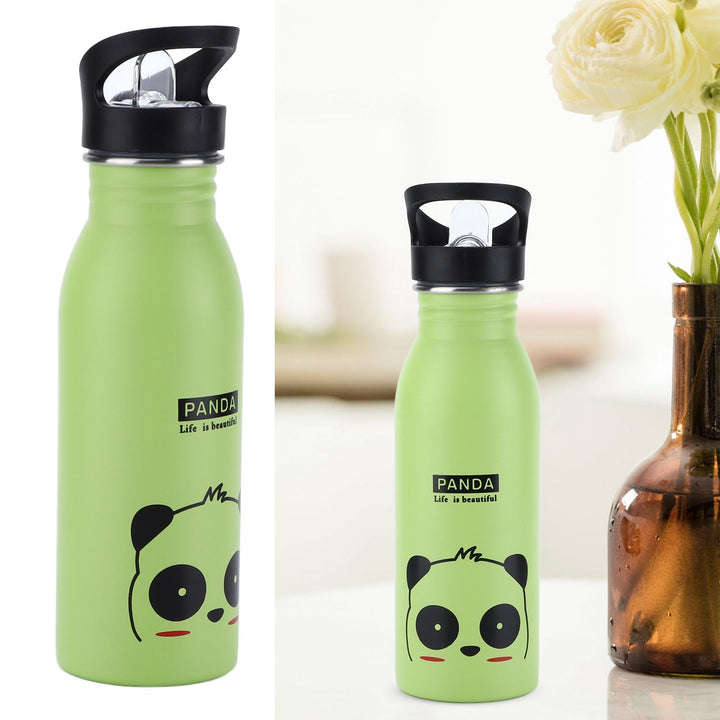 Translation missing: en.Stainless Steel Sport Water Bottle 500ml Cute Vacuum Insulated Water Bottle with Sucking Mouth for Outdoor SportsGreen Panda