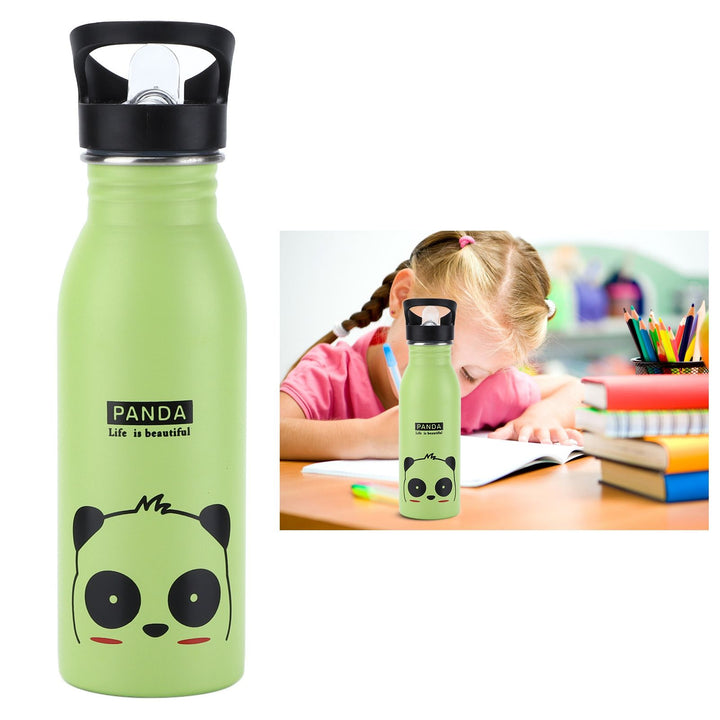 Translation missing: en.Stainless Steel Sport Water Bottle 500ml Cute Vacuum Insulated Water Bottle with Sucking Mouth for Outdoor SportsGreen Panda