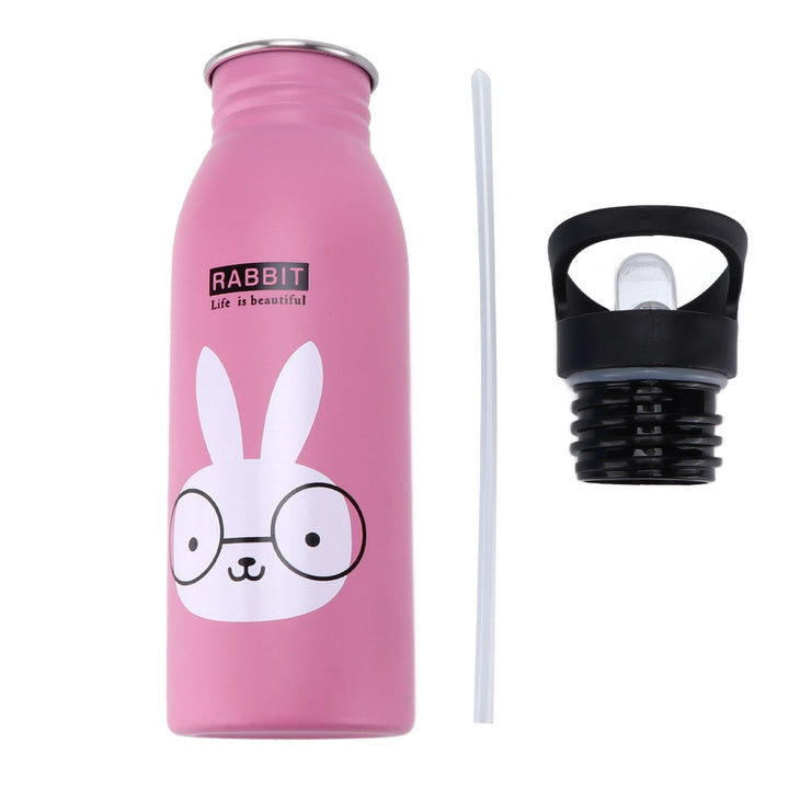 Translation missing: en.Stainless Steel Sport Water Bottle 500ml Cute Vacuum Insulated Water Bottle with Sucking Mouth for Outdoor SportsPink Bunny