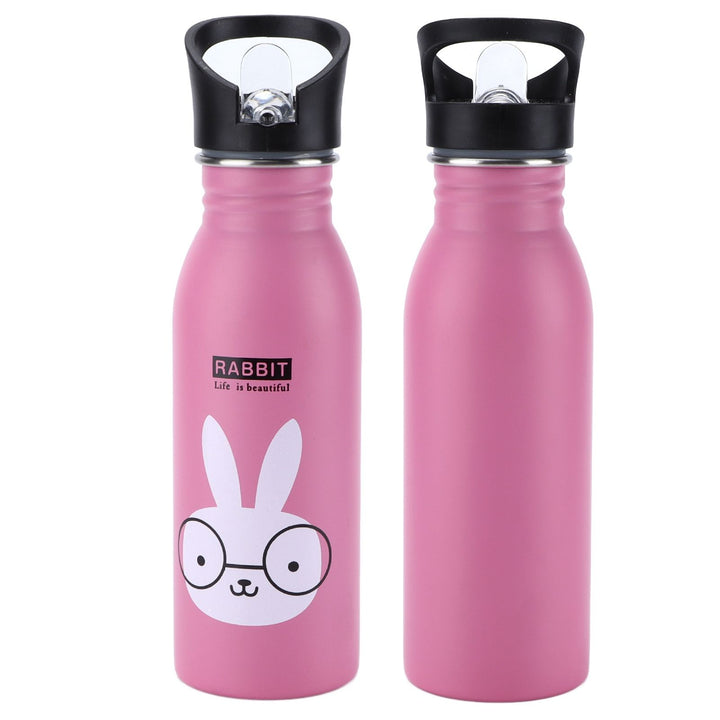 Translation missing: en.Stainless Steel Sport Water Bottle 500ml Cute Vacuum Insulated Water Bottle with Sucking Mouth for Outdoor SportsPink Bunny