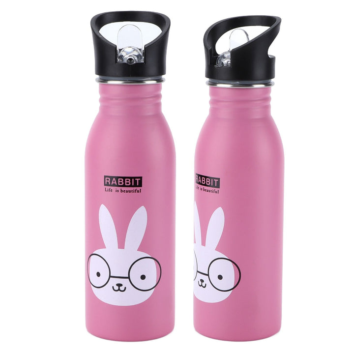 Translation missing: en.Stainless Steel Sport Water Bottle 500ml Cute Vacuum Insulated Water Bottle with Sucking Mouth for Outdoor SportsPink Bunny