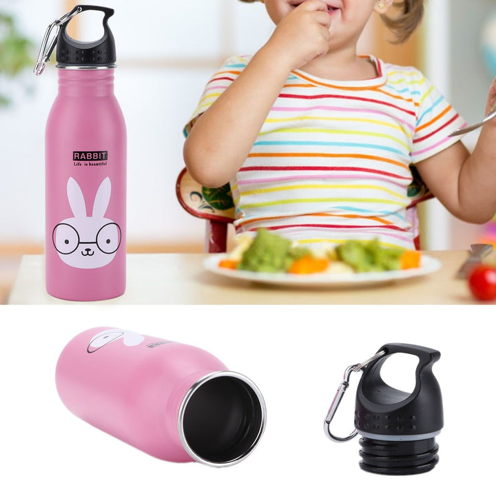 Translation missing: en.K601 Cute Cartoon Water Bottle Insulated Vacumm Stainless Steel Sport Water Bottle for KidPink Rabbit