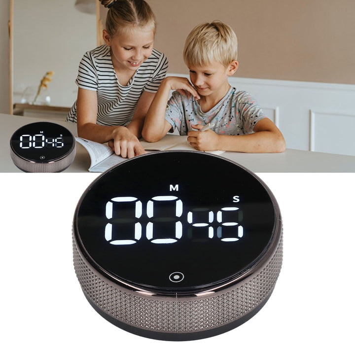 Translation missing: en.Kitchen Timer Rotating Silent Magnetic Suction Kids Study Timer LED Countdown Timer Black