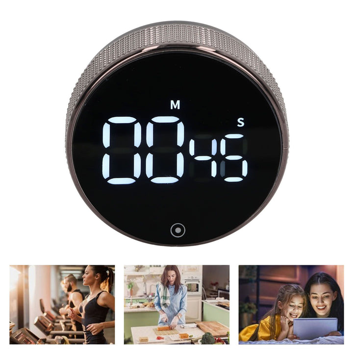 Translation missing: en.Kitchen Timer Rotating Silent Magnetic Suction Kids Study Timer LED Countdown Timer Black
