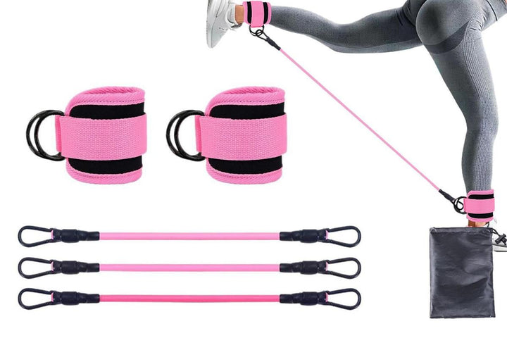 Translation missing: en.6Pcs Ankle Resistance Bands Ankle Bands for Working Out with Cuffs Resistance Bands -Pink