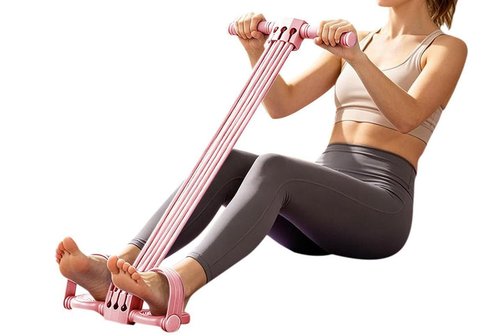Translation missing: en.Pedal Resistance Band with Handles Adjustable Detachable Multifunction Pedal Resistance Band for Abs Arms Waist Legs Home Fitness - Pink