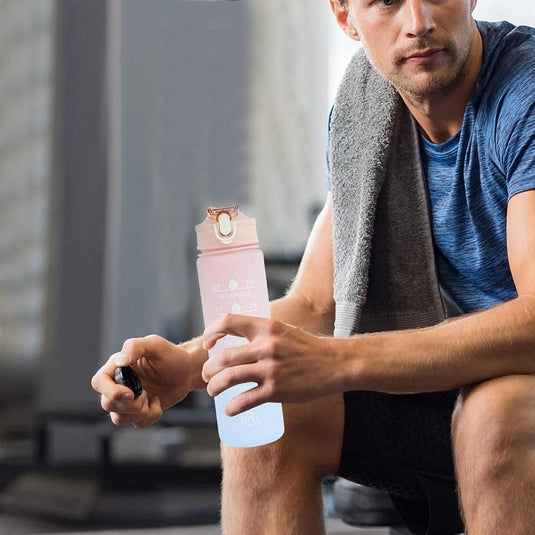 Translation missing: en.3-Piece Set Gradual-Color Motivational Water Bottles Set Sports Drinking Bottle with Time Markings Pink
