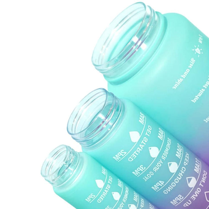 Translation missing: en.3-Piece Set Gradual-Color Motivational Water Bottles Set Sports Drinking Bottle with Time Markings Purple