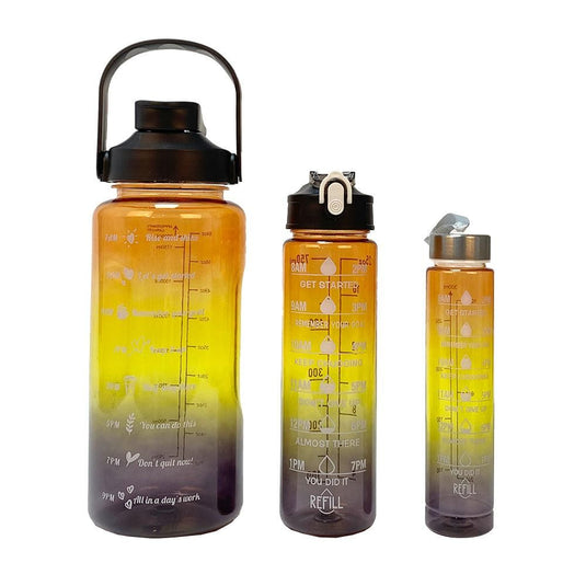 Translation missing: en.3-Piece Set Motivational Water Bottles Set Sports Drinking Bottle with Time Markings Black