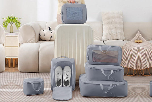Translation missing: en.7 Set Compression Packing Cubes for Travel Luggage Organizer Bags for Travel Accessories - Grey