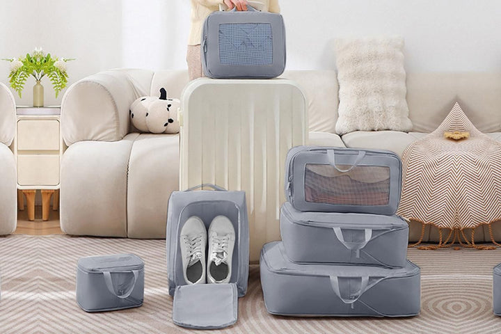 Translation missing: en.7 Set Compression Packing Cubes for Travel Luggage Organizer Bags for Travel Accessories - Grey