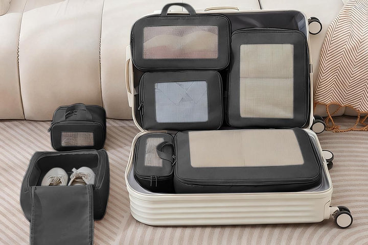 Translation missing: en.7 Set Compression Packing Cubes for Travel Luggage Organizer Bags for Travel Accessories - Black