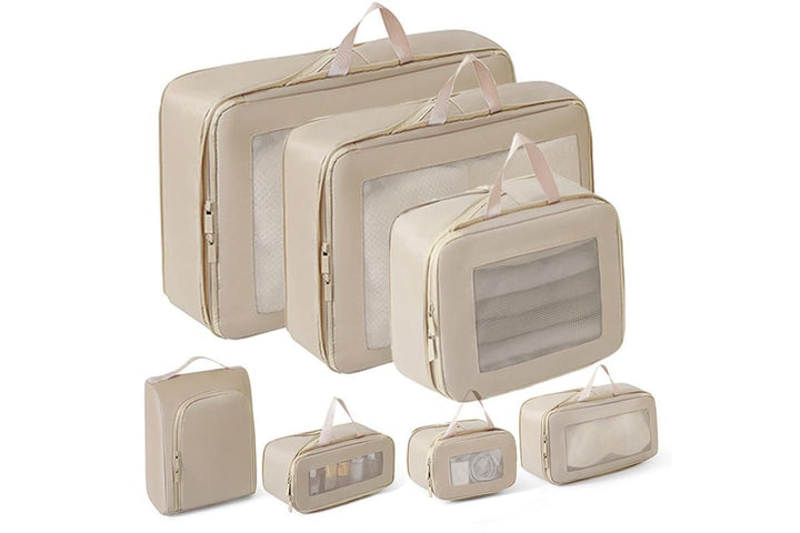 Translation missing: en.7 Set Compression Packing Cubes for Travel Luggage Organizer Bags for Travel Accessories - Khaki