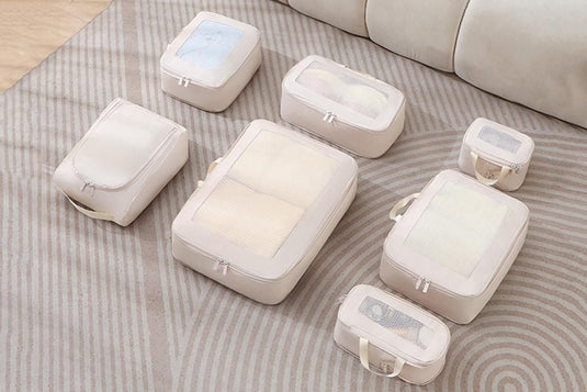 Translation missing: en.7 Set Compression Packing Cubes for Travel Luggage Organizer Bags for Travel Accessories - Khaki