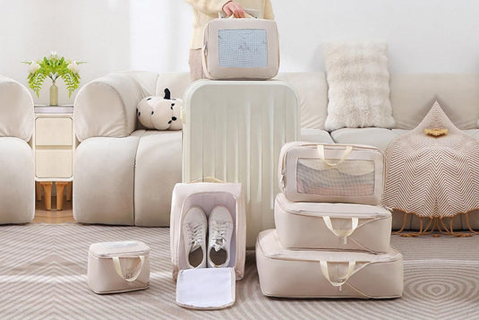 Translation missing: en.7 Set Compression Packing Cubes for Travel Luggage Organizer Bags for Travel Accessories - Khaki
