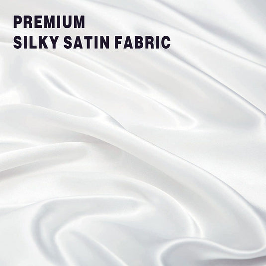 Translation missing: en.Art Silk Satin Sheet Set Hotel 4 Pieces Fitted/Flat Sheet Bedding Set-Luxury Soft Silky Sheets for Hair and Skin, Similar to Silk Bed Sheets Set 4 Pieces(Double,White)