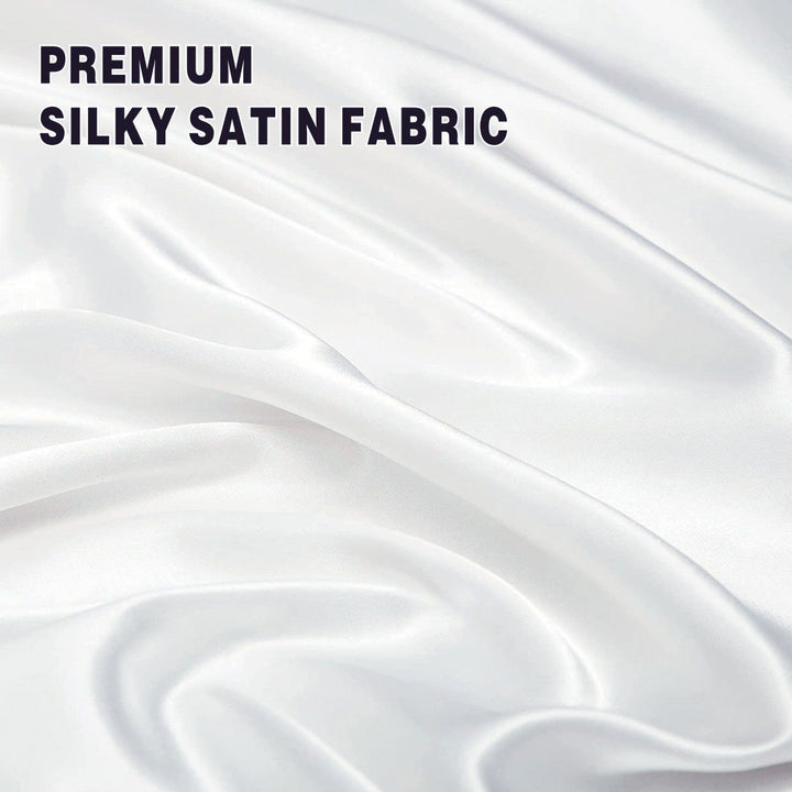 Translation missing: en.Art Silk Satin Sheet Set Hotel 4 Pieces Fitted/Flat Sheet Bedding Set-Luxury Soft Silky Sheets for Hair and Skin, Similar to Silk Bed Sheets Set 4 Pieces(King,White)