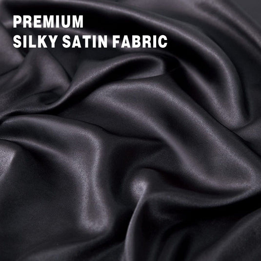 Translation missing: en.Art Silk Satin Sheet Set Hotel 3 Pieces Fitted/Flat Sheet Bedding Set-Luxury Soft Silky Sheets for Hair and Skin, Similar to Silk Bed Sheets Set 3 Pieces(King Single,Black)