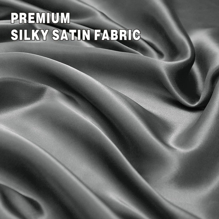 Translation missing: en.Art Silk Satin Sheet Set Hotel 4 Pieces Fitted/Flat Sheet Bedding Set-Luxury Soft Silky Sheets for Hair and Skin, Similar to Silk Bed Sheets Set 4 Pieces(Queen,Grey)