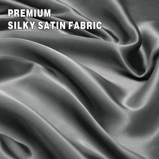 Translation missing: en.Art Silk Satin Sheet Set Hotel 4 Pieces Fitted/Flat Sheet Bedding Set-Luxury Soft Silky Sheets for Hair and Skin, Similar to Silk Bed Sheets Set 4 Pieces(Double,Grey)