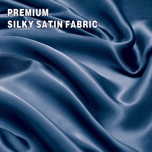 Translation missing: en.Art Silk Satin Sheet Set Hotel 4 Pieces Fitted/Flat Sheet Bedding Set-Luxury Soft Silky Sheets for Hair and Skin, Similar to Silk Bed Sheets Set 4 Pieces(Queen,Navy)