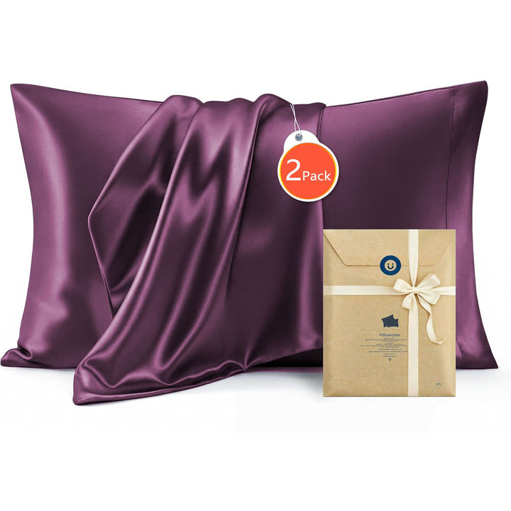 Translation missing: en.Silk Pillowcase for Hair and Skin Mulberry Silk Pillowcase Soft Breathable Smooth Both Sided Natural Silk Pillowcase with Envelope pocket Beauty Sleep Silk Pillow Case for Gift (2 Pack, Standard, Purple)