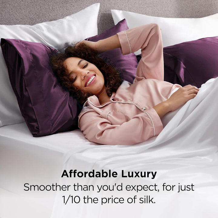 Translation missing: en.Silk Pillowcase for Hair and Skin Mulberry Silk Pillowcase Soft Breathable Smooth Both Sided Natural Silk Pillowcase with Envelope pocket Beauty Sleep Silk Pillow Case for Gift (2 Pack, Standard, Purple)