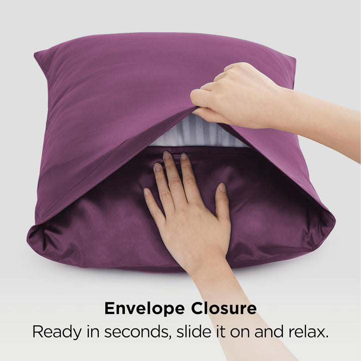 Translation missing: en.Silk Pillowcase for Hair and Skin Mulberry Silk Pillowcase Soft Breathable Smooth Both Sided Natural Silk Pillowcase with Envelope pocket Beauty Sleep Silk Pillow Case for Gift (2 Pack, Standard, Purple)