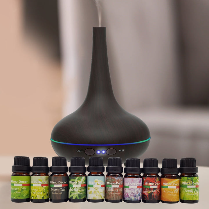 Translation missing: en.Milano Aroma Diffuser Set With 13 Pack Diffuser Oils Humidifier Aromatherapy - Dark Wood