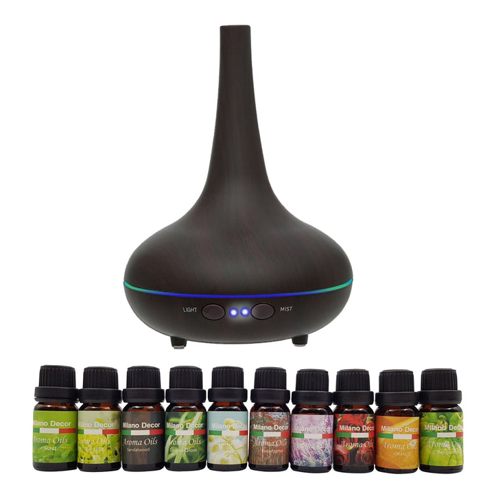 Translation missing: en.Milano Aroma Diffuser Set With 13 Pack Diffuser Oils Humidifier Aromatherapy - Dark Wood