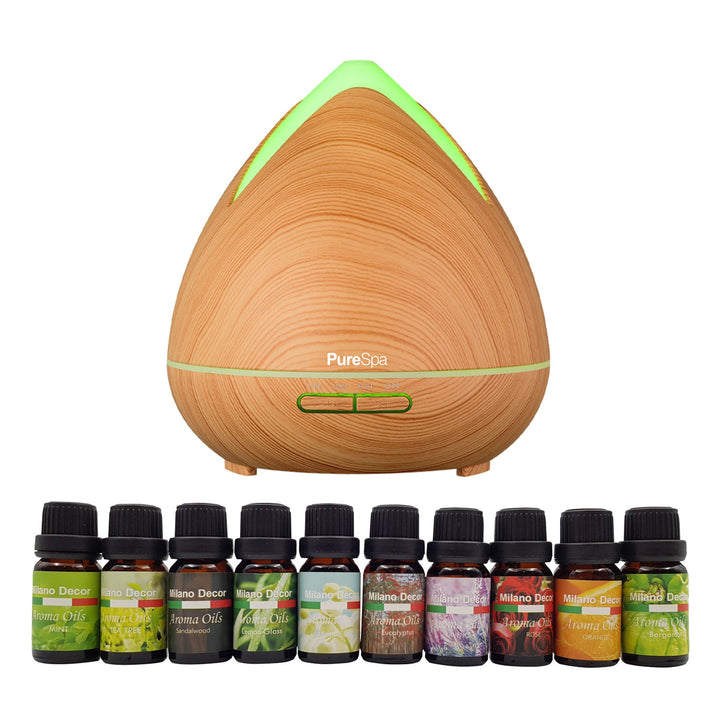 Translation missing: en.Purespa Diffuser Set With 10 Pack Diffuser Oils Humidifier Aromatherapy - Light Wood