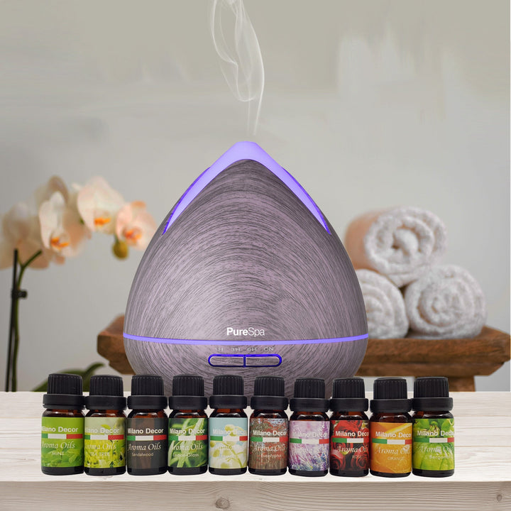 Translation missing: en.Purespa Diffuser Set With 10 Pack Diffuser Oils Humidifier Aromatherapy - Violet