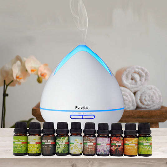 Translation missing: en.Purespa Diffuser Set With 10 Pack Diffuser Oils Humidifier Aromatherapy - White