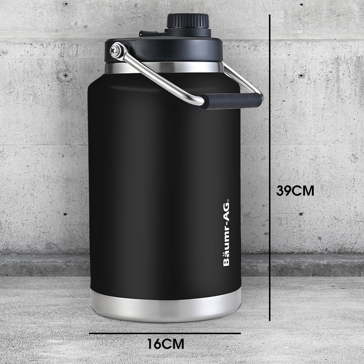 Translation missing: en.BAUMR-AG 3.8L Double Wall Insulated Stainless Steel Water Bottle, Drink Jug with Handle, Black