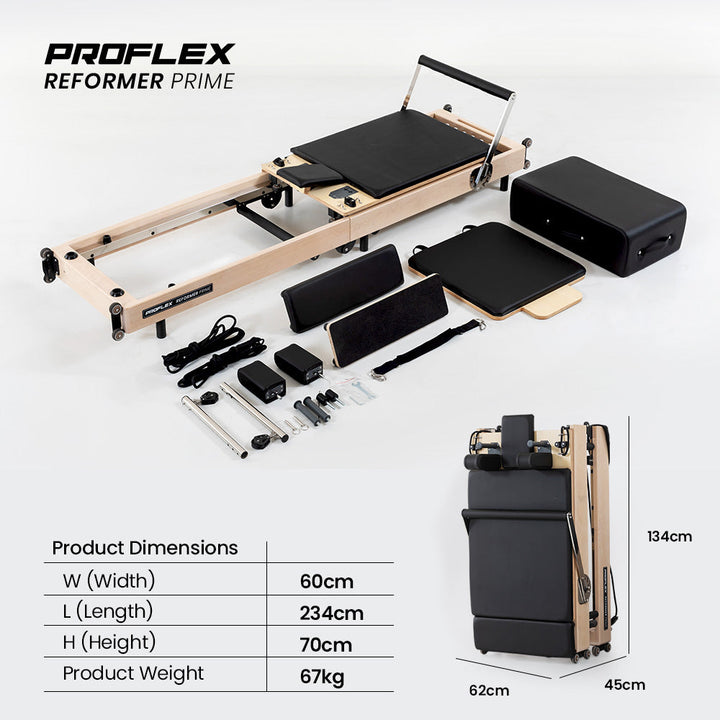 Translation missing: en.PROFLEX Wooden Pilates Reformer Machine, Stretch Bed with box and jump board accessories