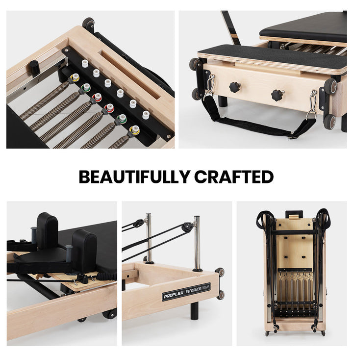 Translation missing: en.PROFLEX Wooden Pilates Reformer Machine, Stretch Bed with box and jump board accessories
