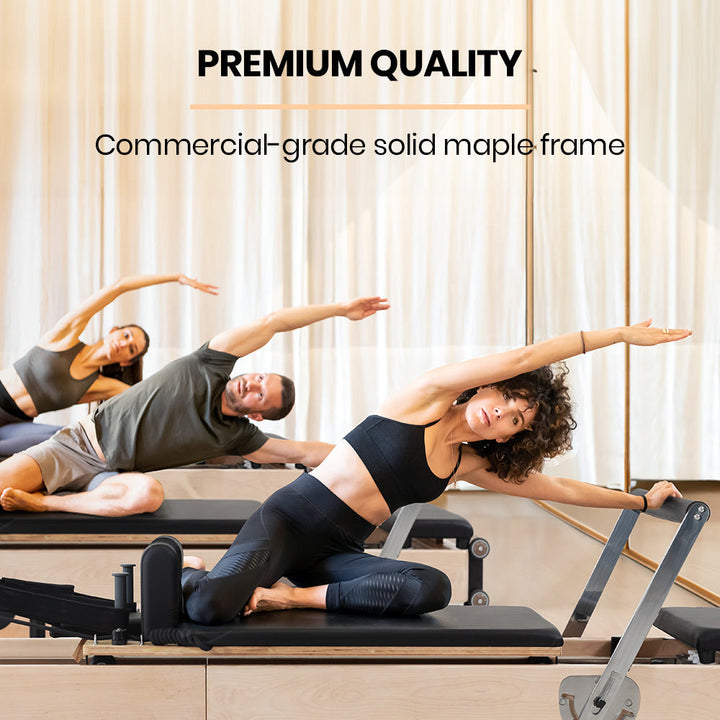 Translation missing: en.PROFLEX Wooden Pilates Reformer Machine, Stretch Bed with box and jump board accessories