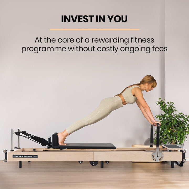 Translation missing: en.PROFLEX Wooden Pilates Reformer Machine, Stretch Bed with box and jump board accessories