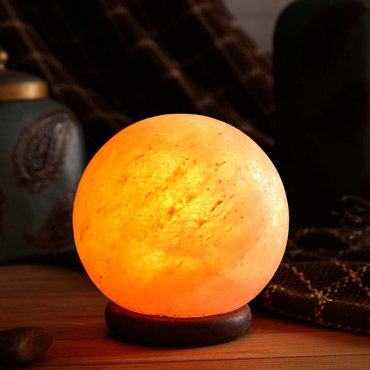 Translation missing: en.12V 12W 5" Ball Himalayan Pink Salt Lamp Carved Rock Crystal Light Bulb On/Off