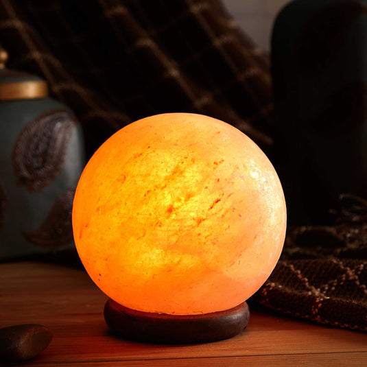 Translation missing: en.12V 12W 5" Ball Himalayan Pink Salt Lamp Carved Rock Crystal Light Bulb On/Off