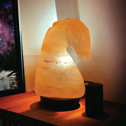 Translation missing: en.12V 12W Horse Himalayan Pink Salt Lamp Carved Knight Rock Crystal Light Bulb On/Off