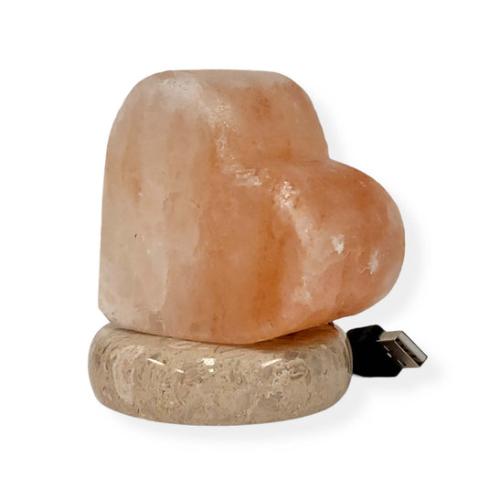 Translation missing: en.USB Himalayan Salt Lamp - Heart Love Carved Shape Pink Crystal Rock LED Light